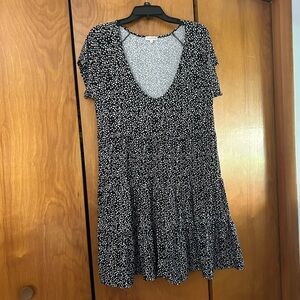 Ultra Flirt Size 1x black and white polka dot tiered dress